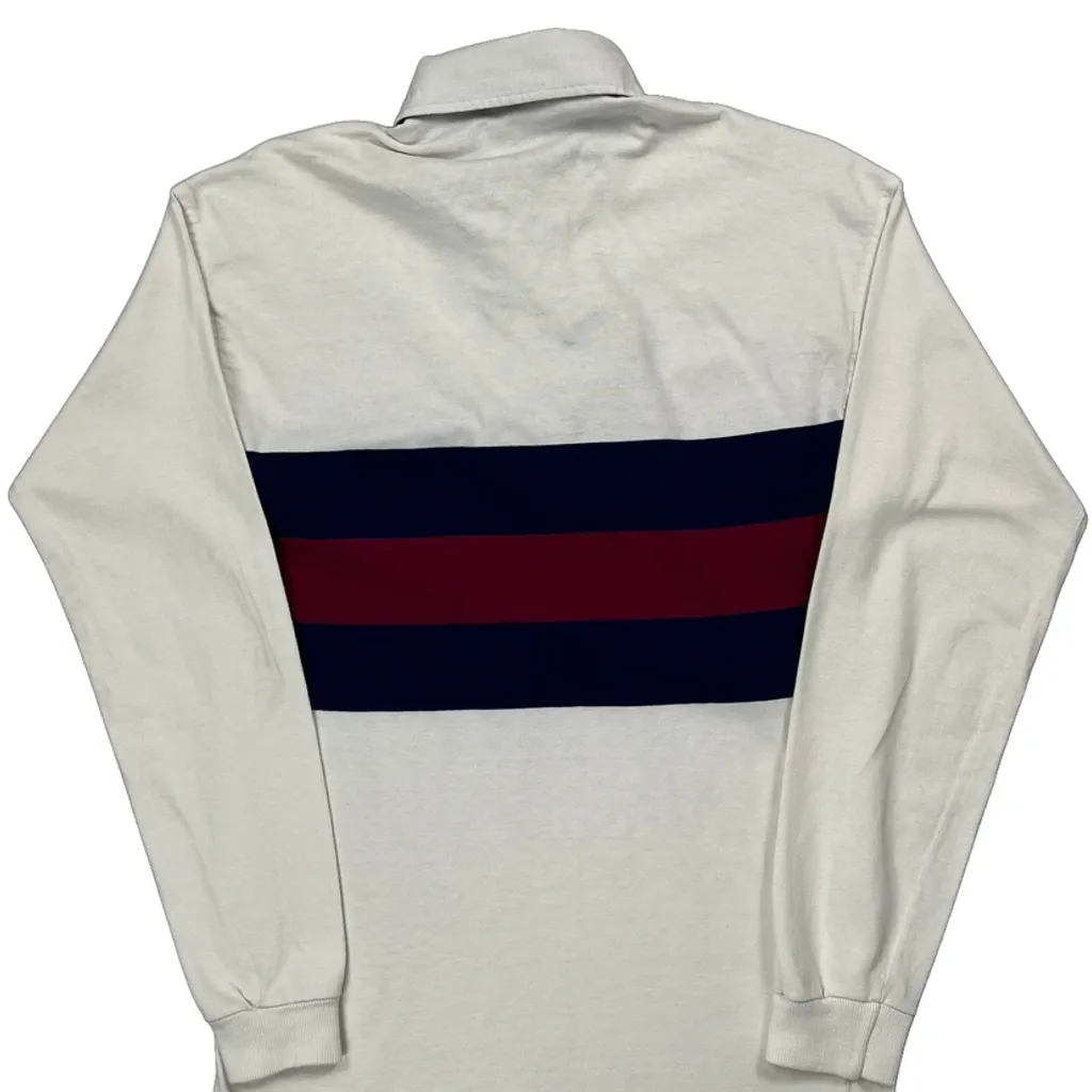 Made In USA Gant Striped Rugby Shirt - Medium Cream Cotton - Image 7
