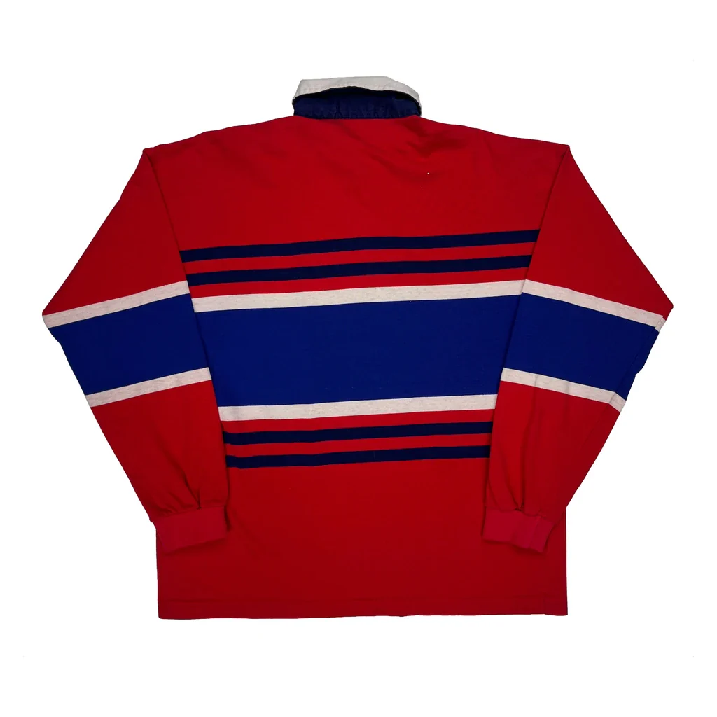 Made In USA Gant Striped Rugby Shirt - Large Red Cotton - Image 2
