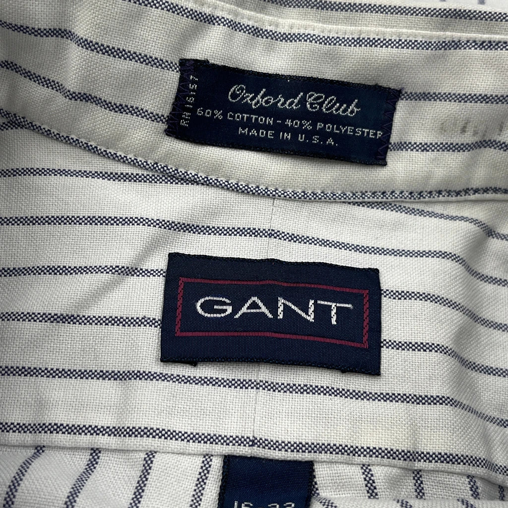 Made In USA Gant Striped Shirt - Large White Cotton Blend - Image 3
