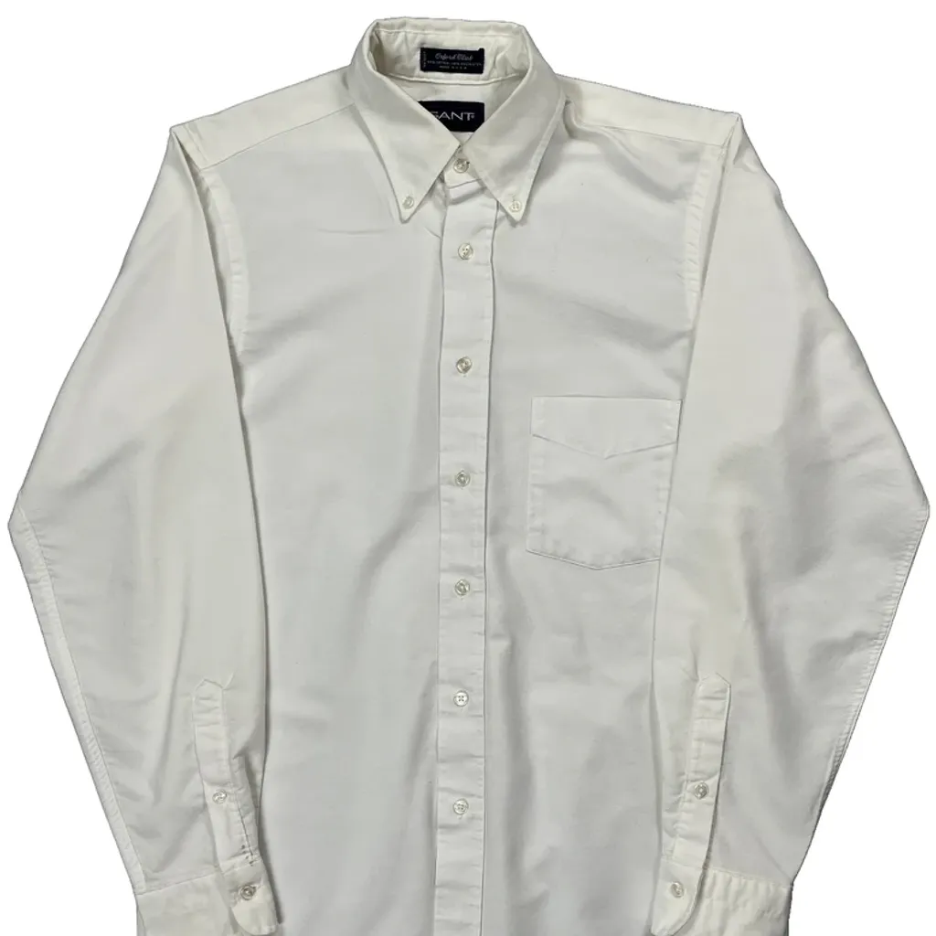 Made In USA Gant Shirt - Medium White Cotton Blend - Image 5