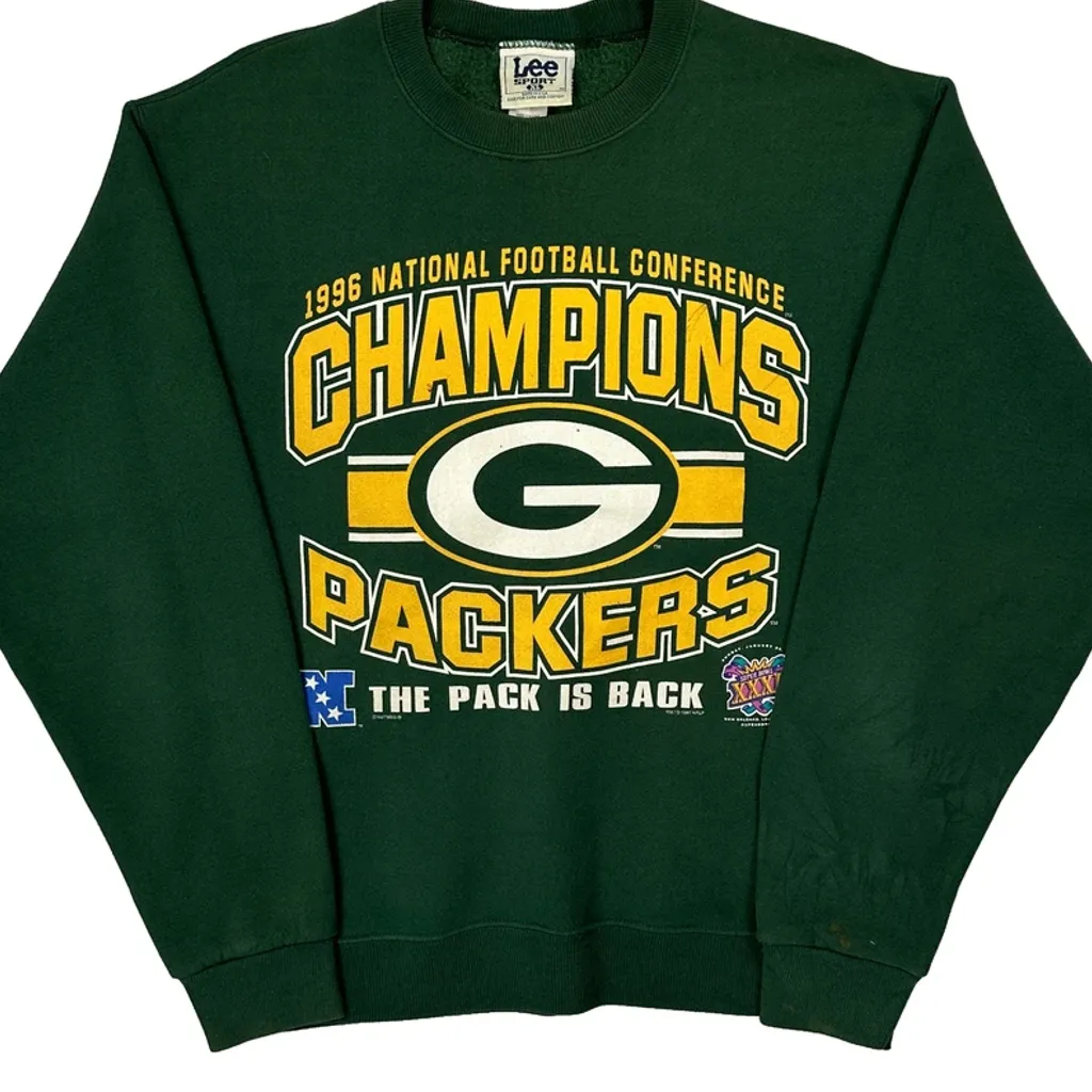 Made In USA Green Bay Packers Lee Sport Nfl Sweatshirt - XL Green Cotton - Image 4