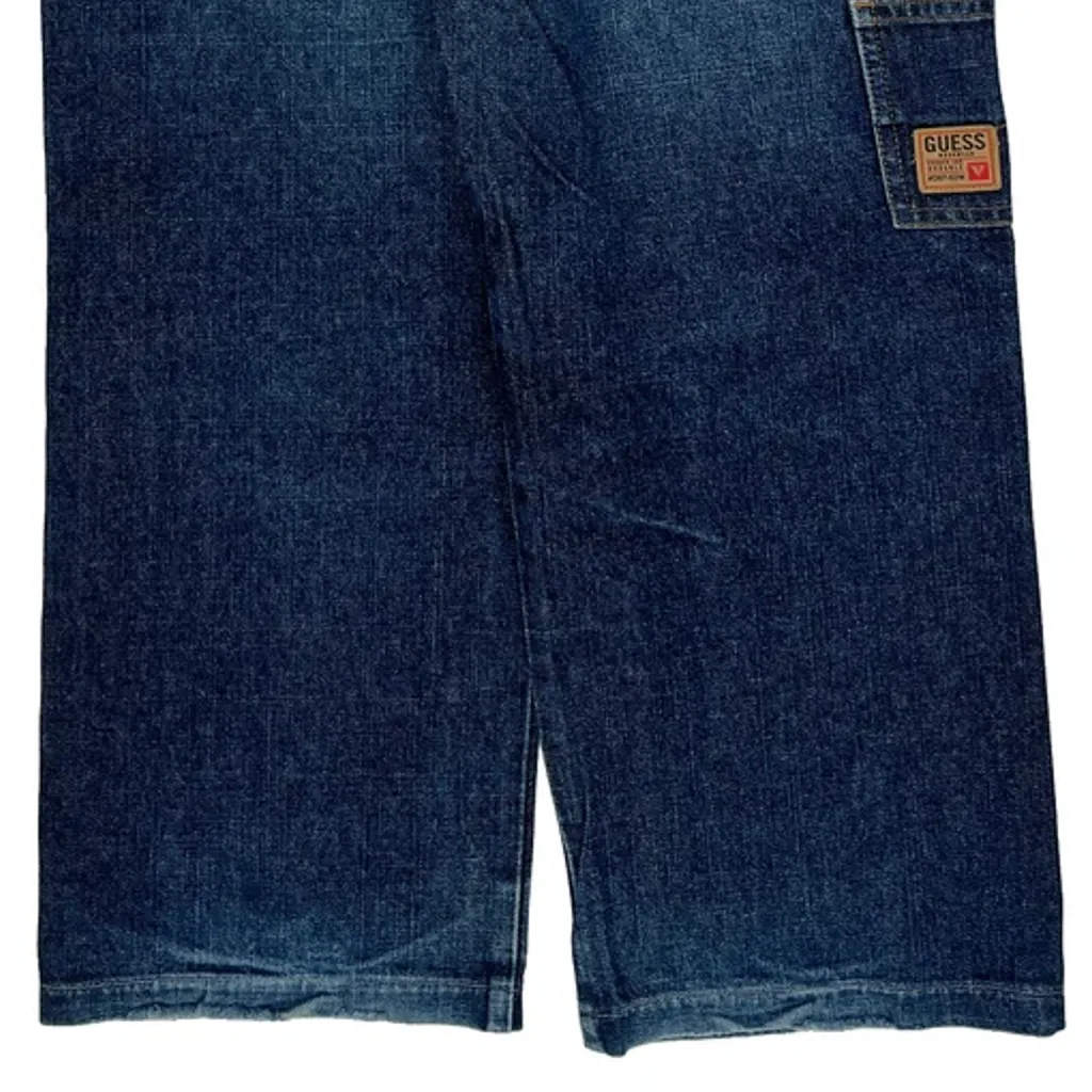 Made In USA Guess Baggy Indigo Faded Carpenter Jeans - 28W 34L Blue Cotton - Image 7