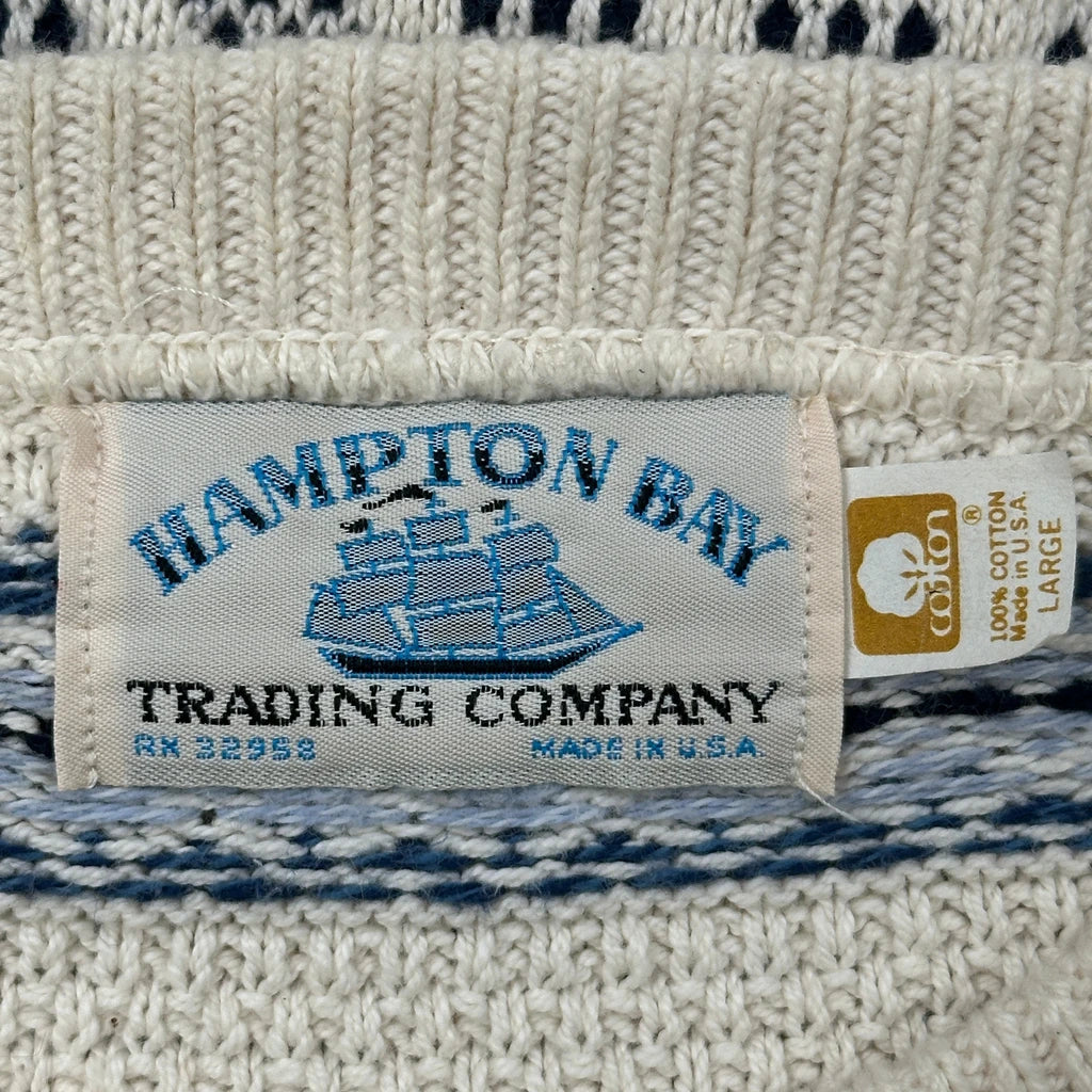 Made In USA Hampton Bay Fair Isle Jumper - Large Cream Cotton - Image 3
