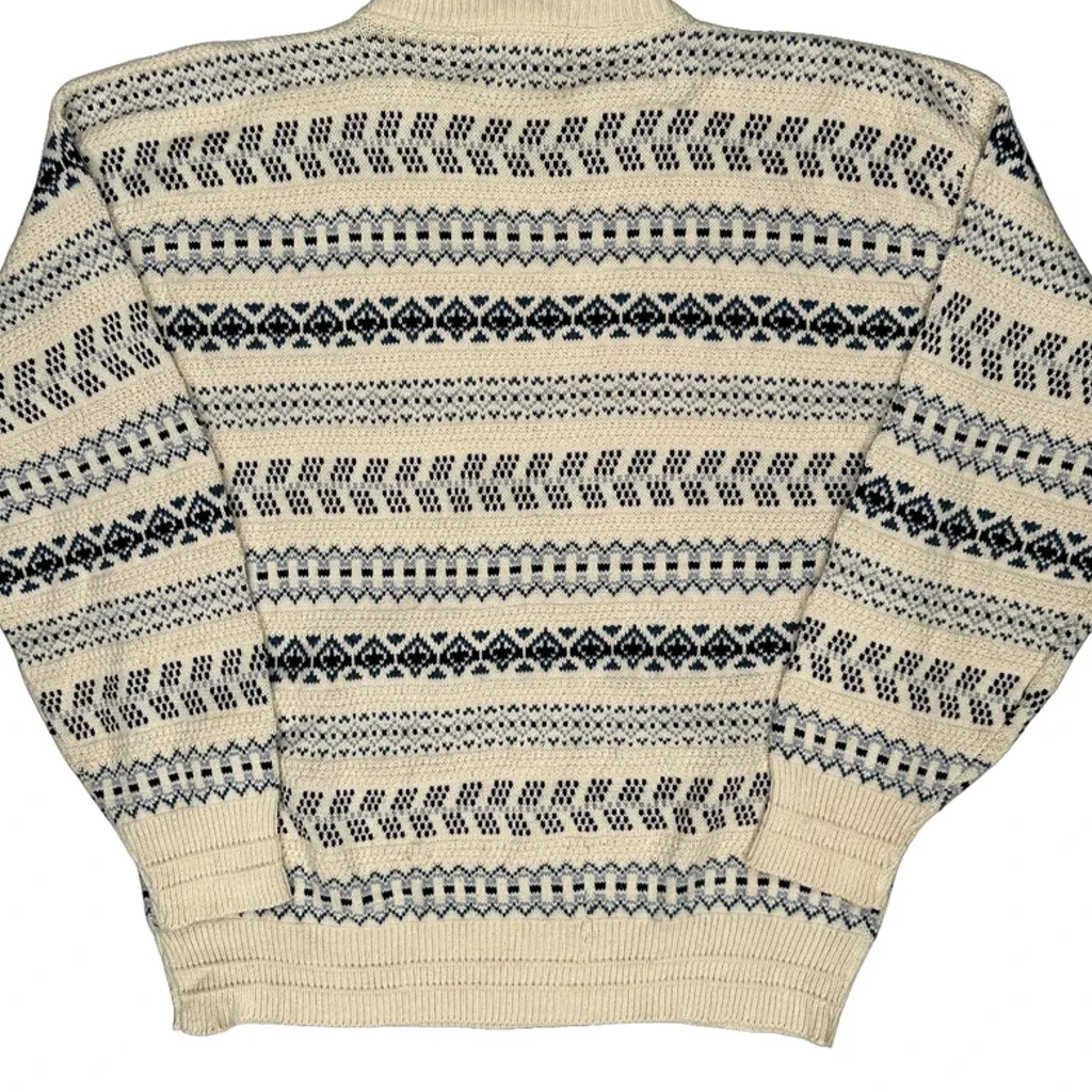 Made In USA Hampton Bay Fair Isle Jumper - Large Cream Cotton - Image 7