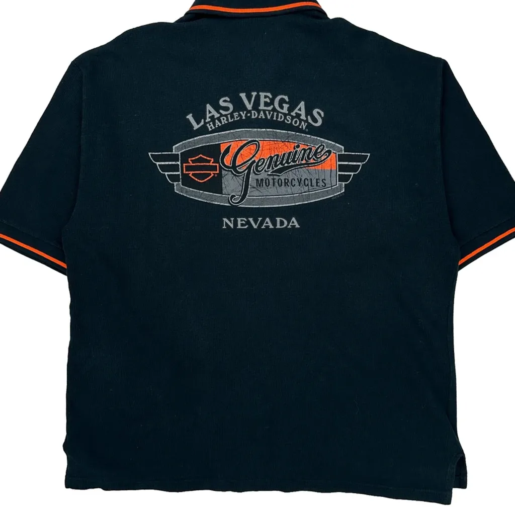 Made In USA Harley Davidson Las Vegas Polo Shirt - XL Black Cotton - Image 7