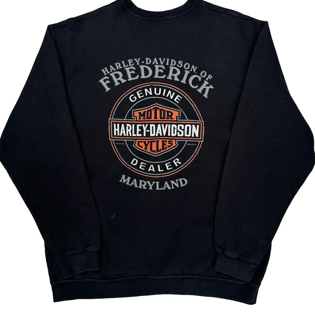 Made In USA Harley Davidson Graphic Sweatshirt - Large Black Cotton - Image 7