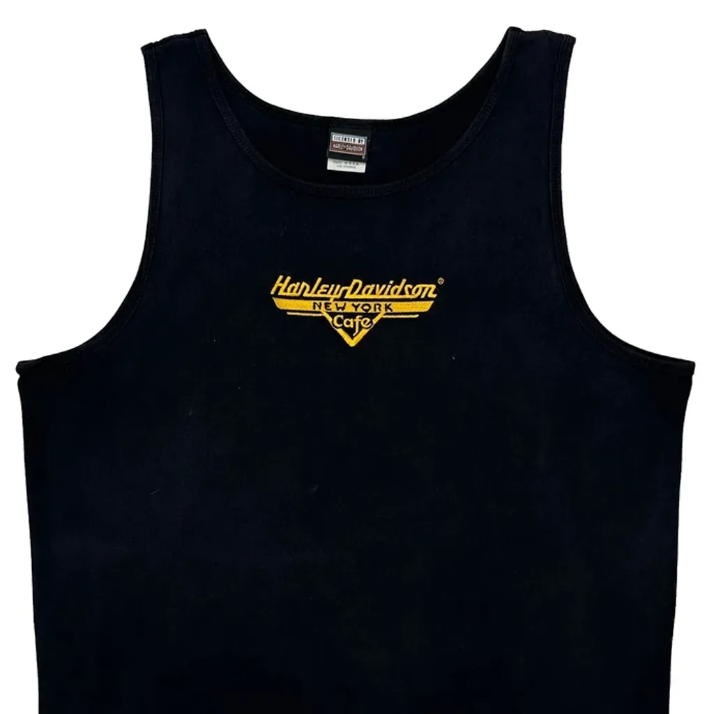 Made In USA Harley Davidson New York Cafe Tank Top - XL Black Cotton - Image 4