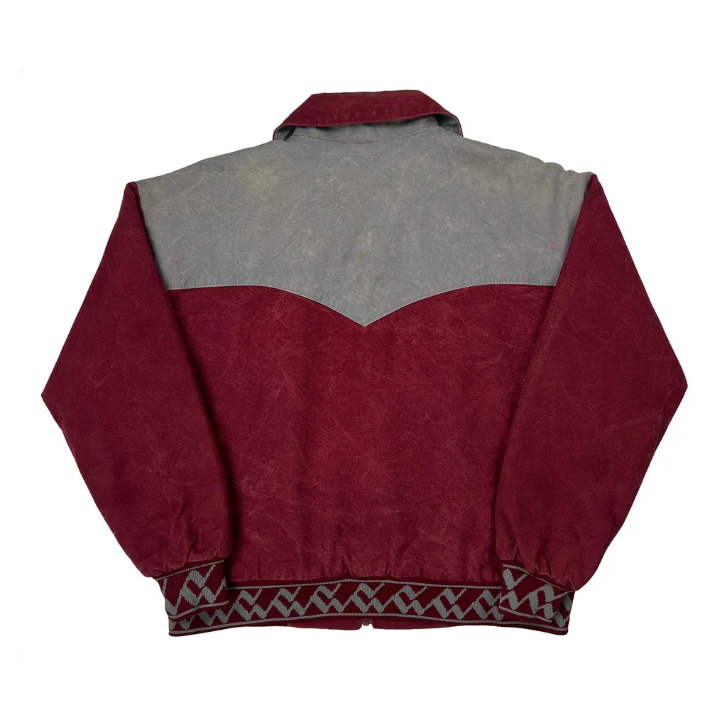 Made In USA Horseman'S Headquarter'S Workwear Santa Fe Bomber Jacket - Large Burgundy Cotton - Image 2