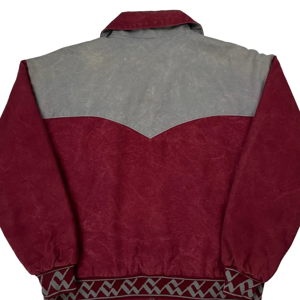 Made In USA Horseman'S Headquarter'S Workwear Santa Fe Bomber Jacket - Large Burgundy Cotton - Image 6