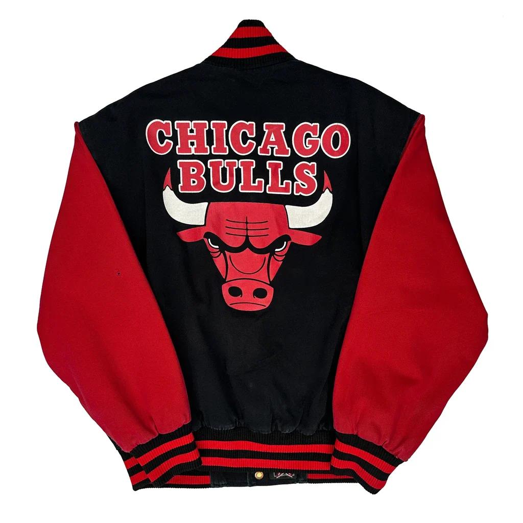 Made In USA Jeff Hamilton Chicago Bulls Varsity Jacket - Medium Black Polyester - Image 2