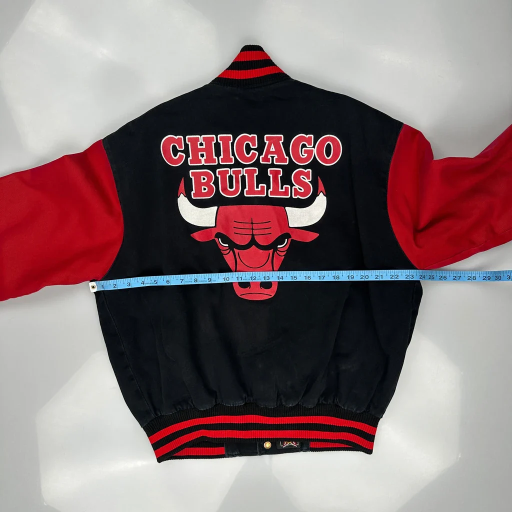 Made In USA Jeff Hamilton Chicago Bulls Varsity Jacket - Medium Black Polyester - Image 3