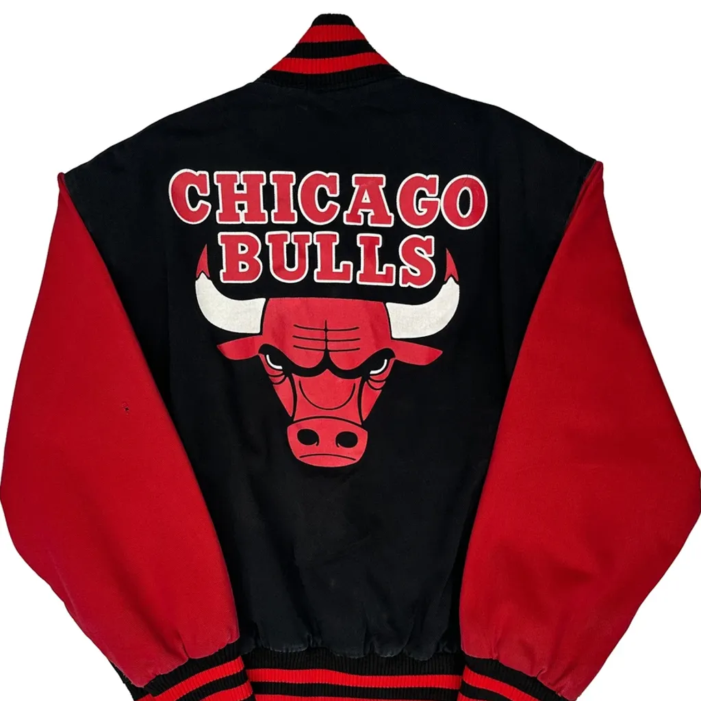 Made In USA Jeff Hamilton Chicago Bulls Varsity Jacket - Medium Black Polyester - Image 6