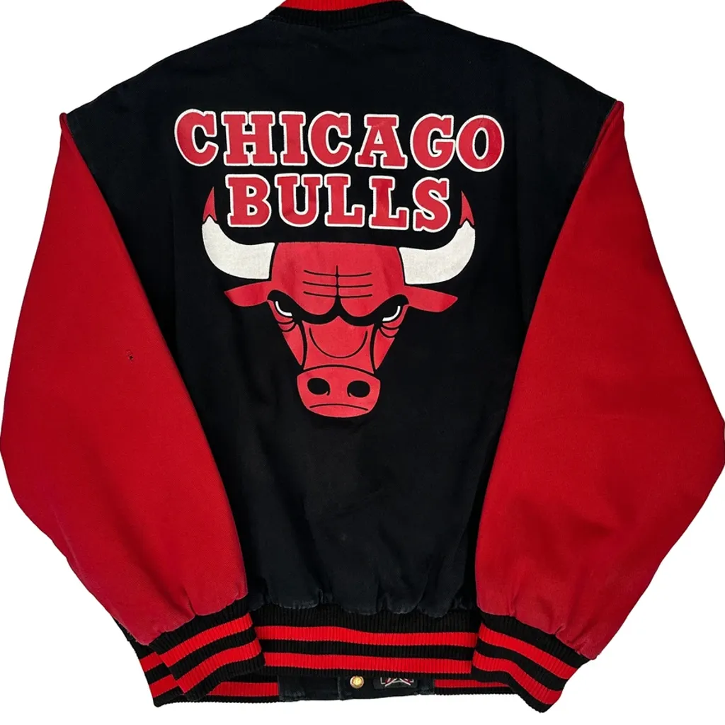 Made In USA Jeff Hamilton Chicago Bulls Varsity Jacket - Medium Black Polyester - Image 7