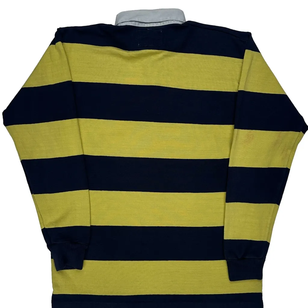 Made In USA Lands End Striped Rugby Shirt - Large Navy Cotton - Image 7