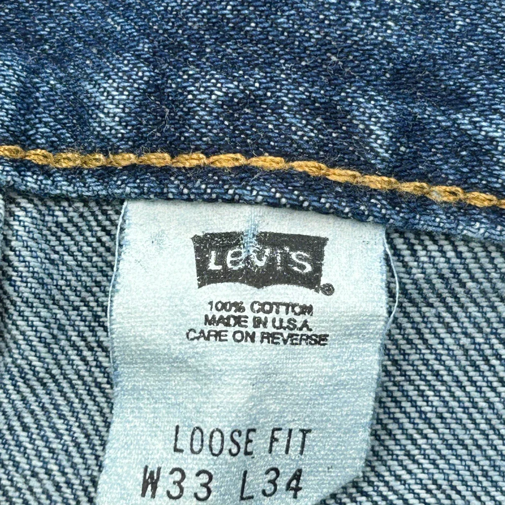 Made In USA Levis Cut Off Loose Fit Denim Shorts - 32W 10L Blue Cotton - Image 6