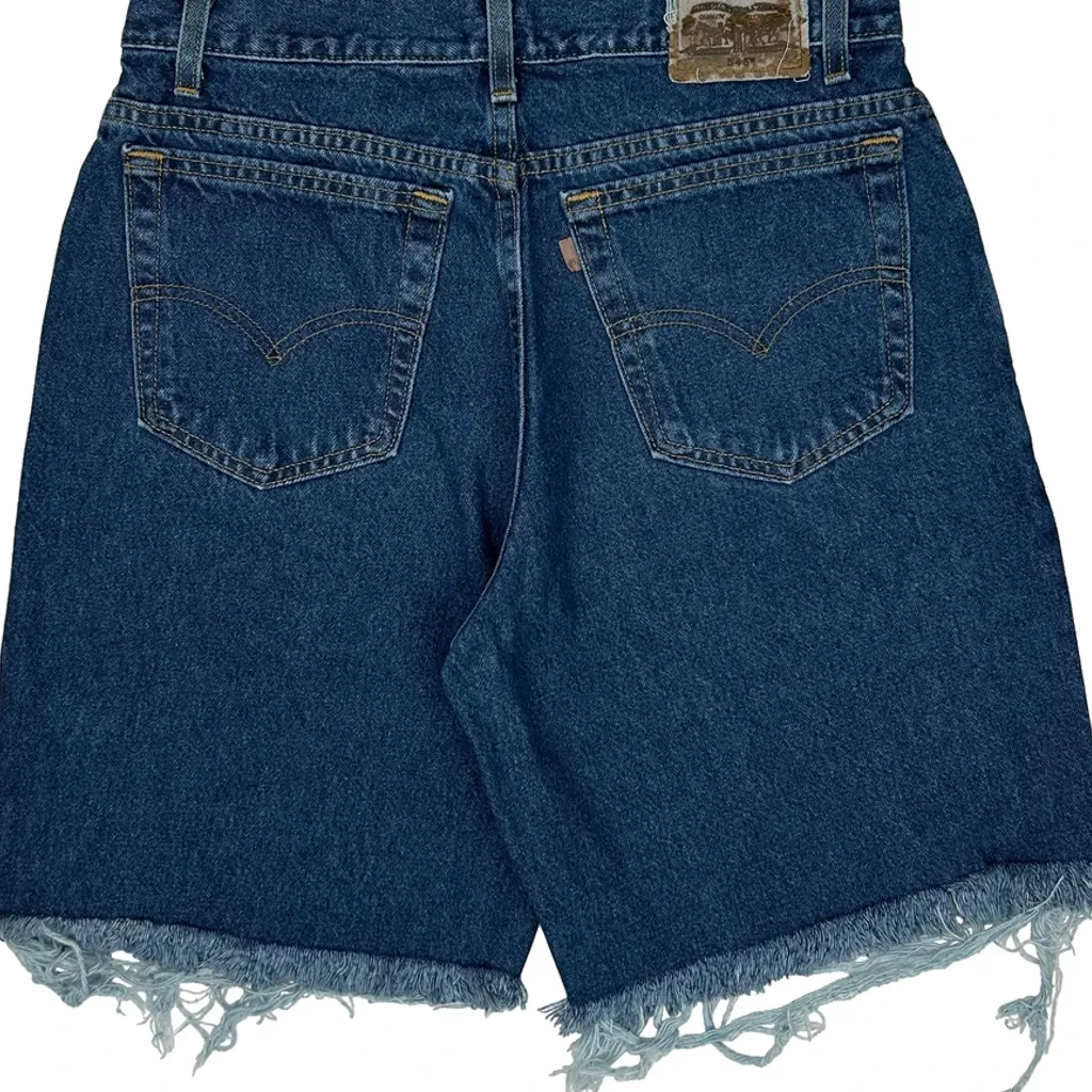 Made In USA Levis Cut Off Loose Fit Denim Shorts - 32W 10L Blue Cotton - Image 7