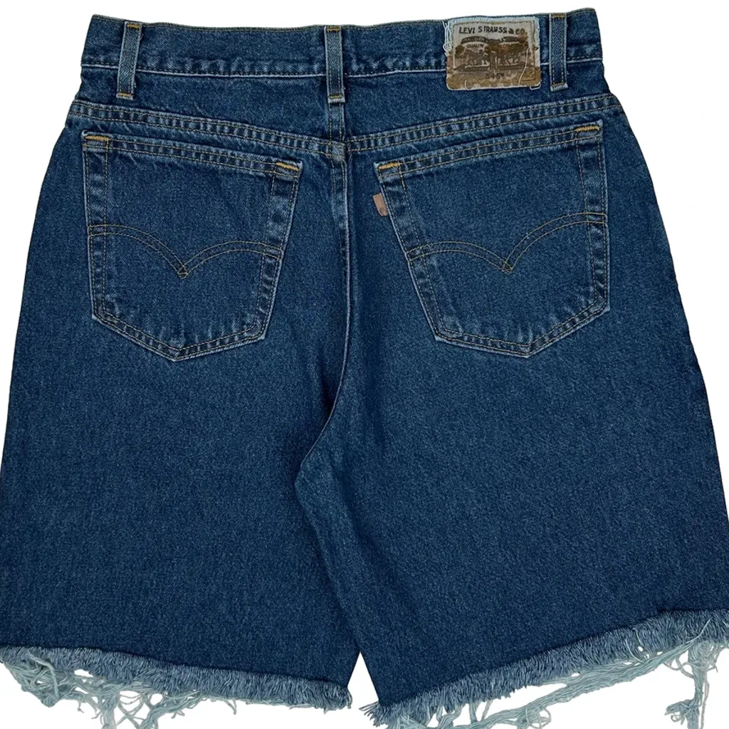 Made In USA Levis Cut Off Loose Fit Denim Shorts - 32W 10L Blue Cotton - Image 8