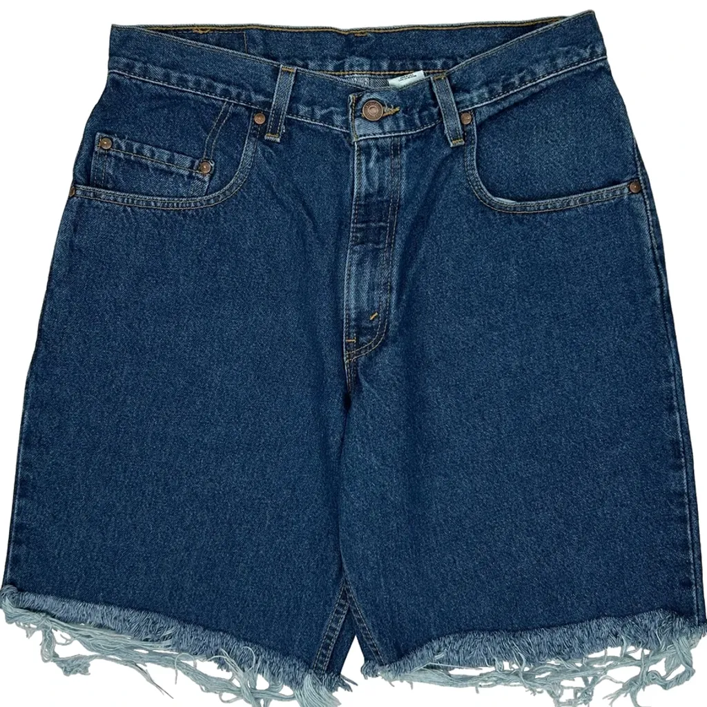 Made In USA Levis Cut Off Loose Fit Denim Shorts - 32W 10L Blue Cotton - Image 9