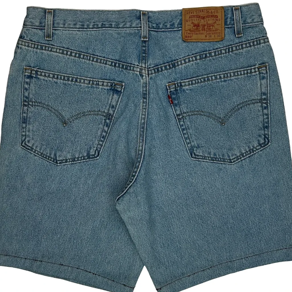 Made In USA Levis 550 Denim Shorts - 36W 9L Light Wash Cotton - Image 8