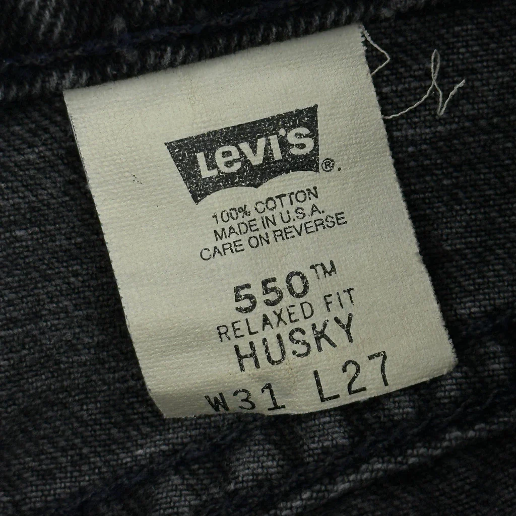 Made In USA Levis 550 Husky Jeans - 29W 27L Black Cotton - Image 6