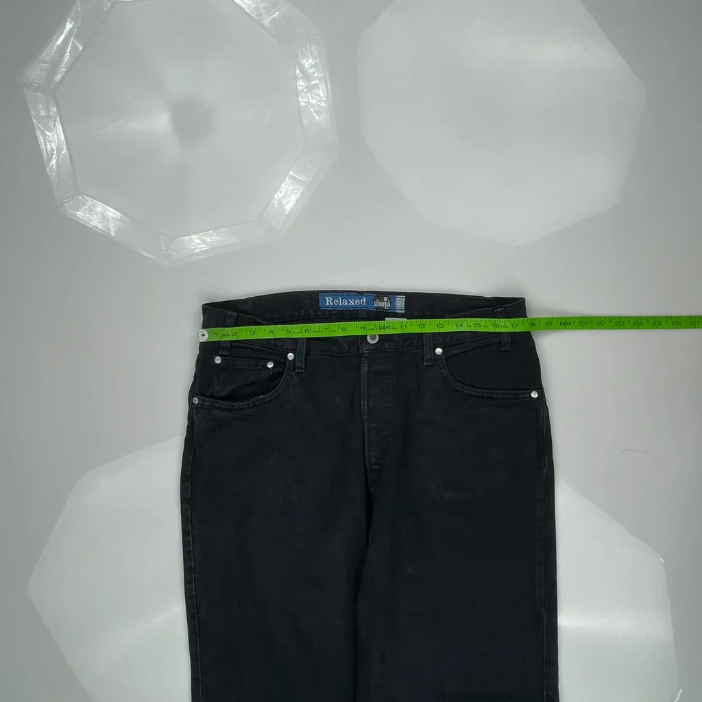 Made In USA Levis Silver Tab Relaxed Jeans - 35W 34L Black Cotton - Image 3