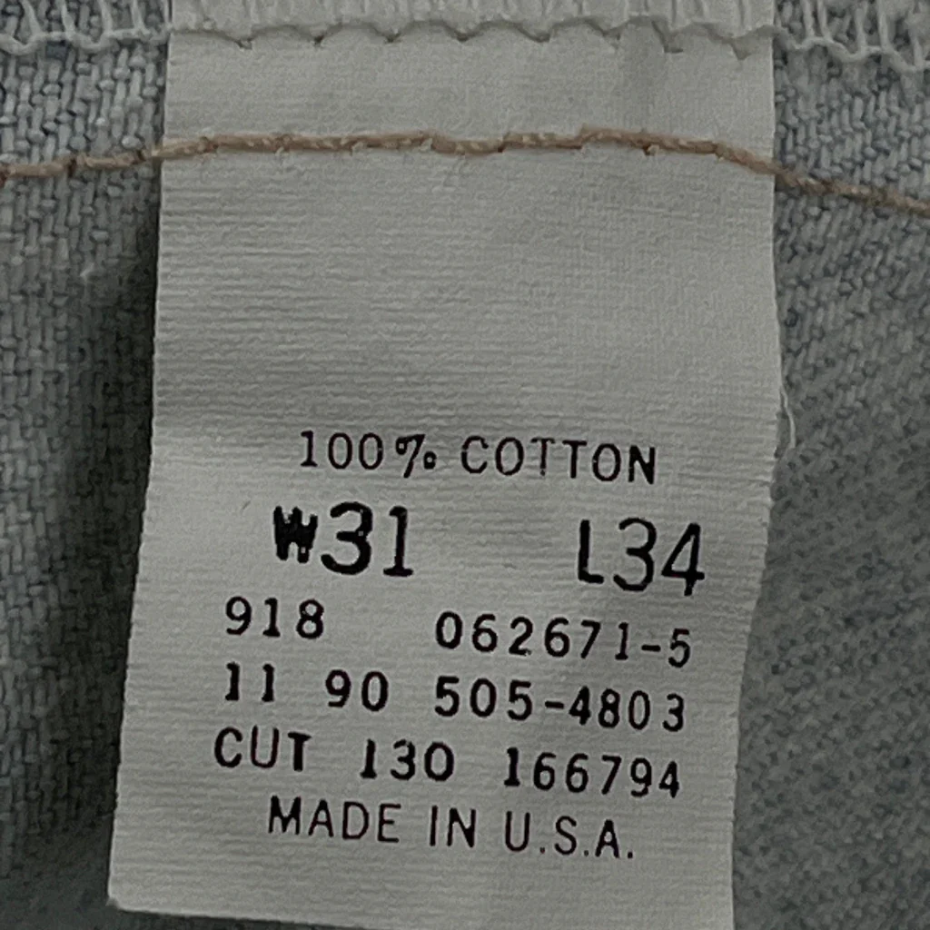 Made In USA Levis 505 Jeans - 28W 32L Light Wash Cotton - Image 6