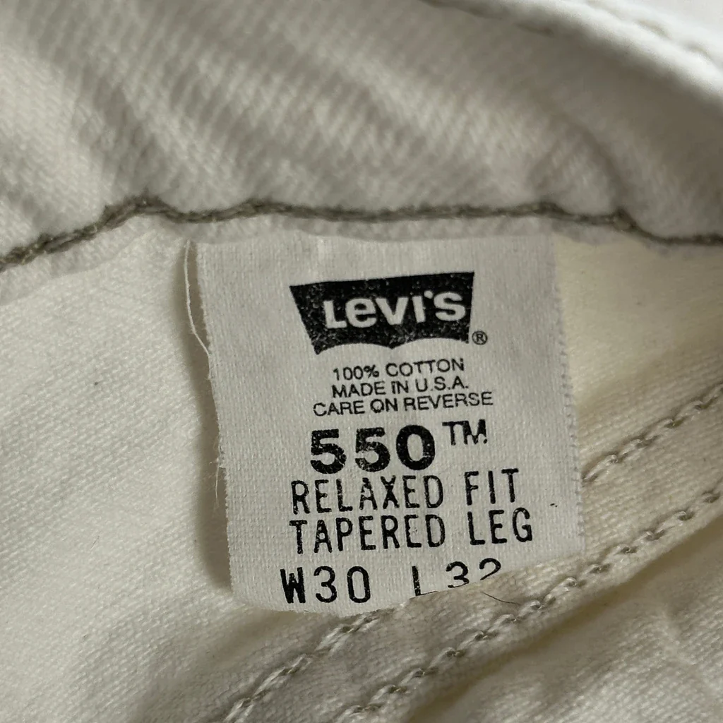 Made In USA Levis 550 Jeans - 27W 29L White Cotton - Image 6