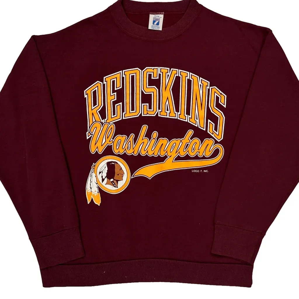 Made In USA Logo 7 Washington Redskins Sweatshirt - Medium Burgundy Cotton - Image 5