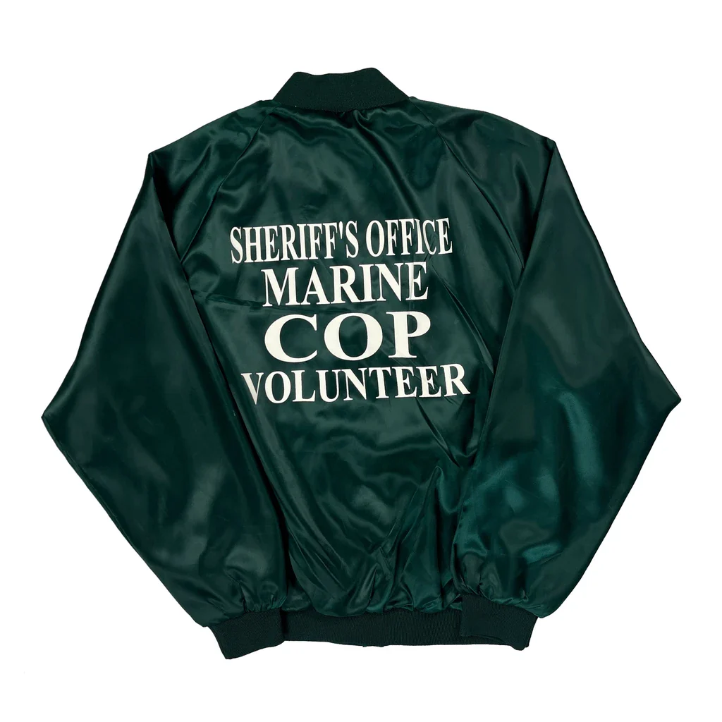 Made In USA Marine Patrol Volunteer West Ark Varsity Jacket - XL Green Nylon - Image 2