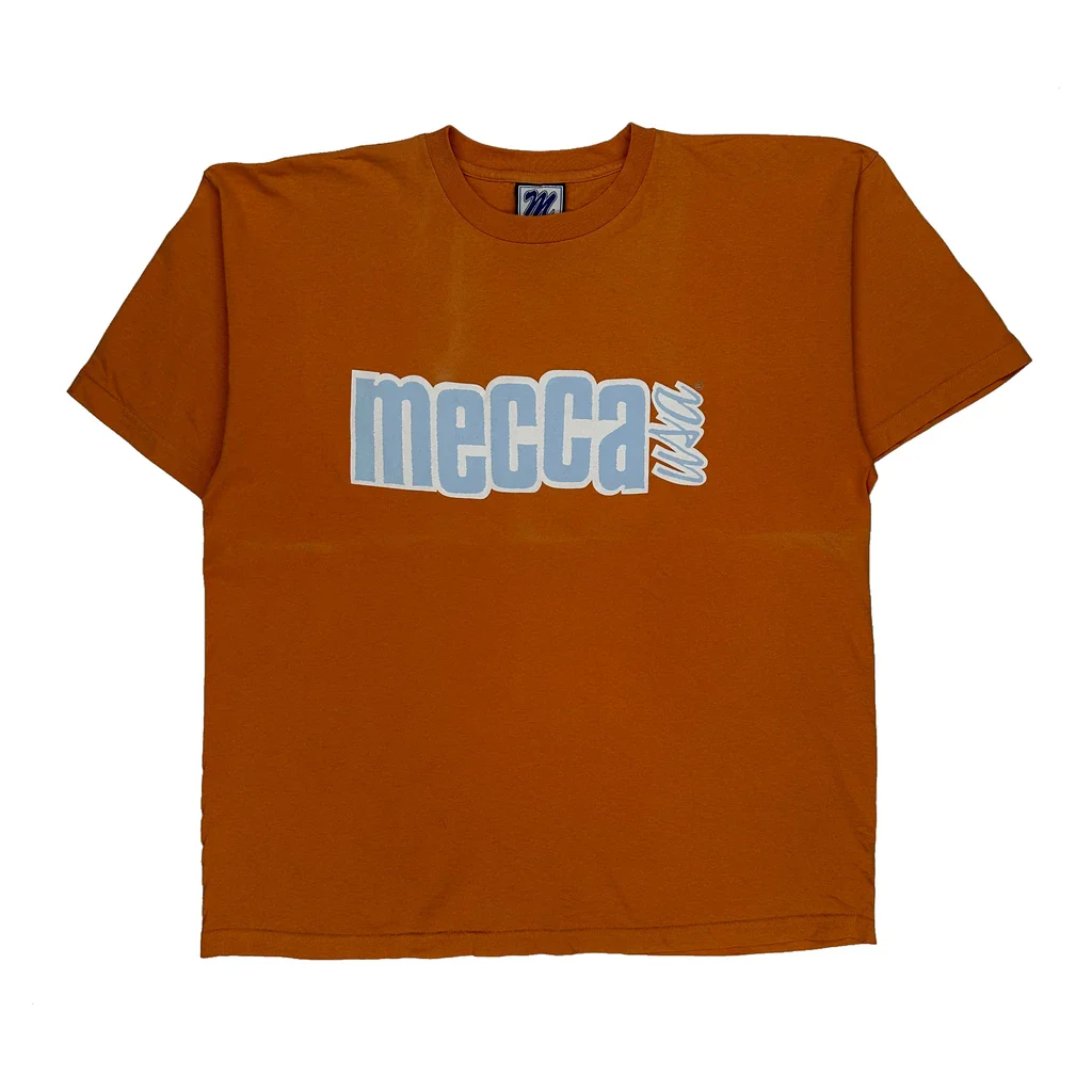 Made In USA Mecca Spellout T-Shirt - XL Orange Cotton