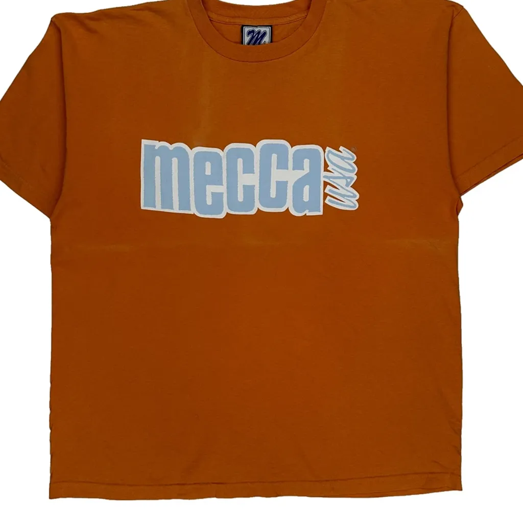 Made In USA Mecca Spellout T-Shirt - XL Orange Cotton - Image 5