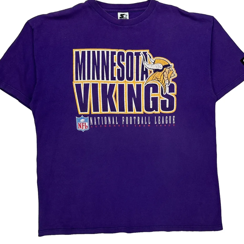 Made In USA Minnesota Vikings Starter Nfl T-Shirt - Large Purple Cotton - Image 4