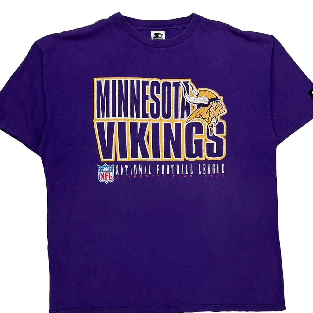 Made In USA Minnesota Vikings Starter Nfl T-Shirt - Large Purple Cotton - Image 5