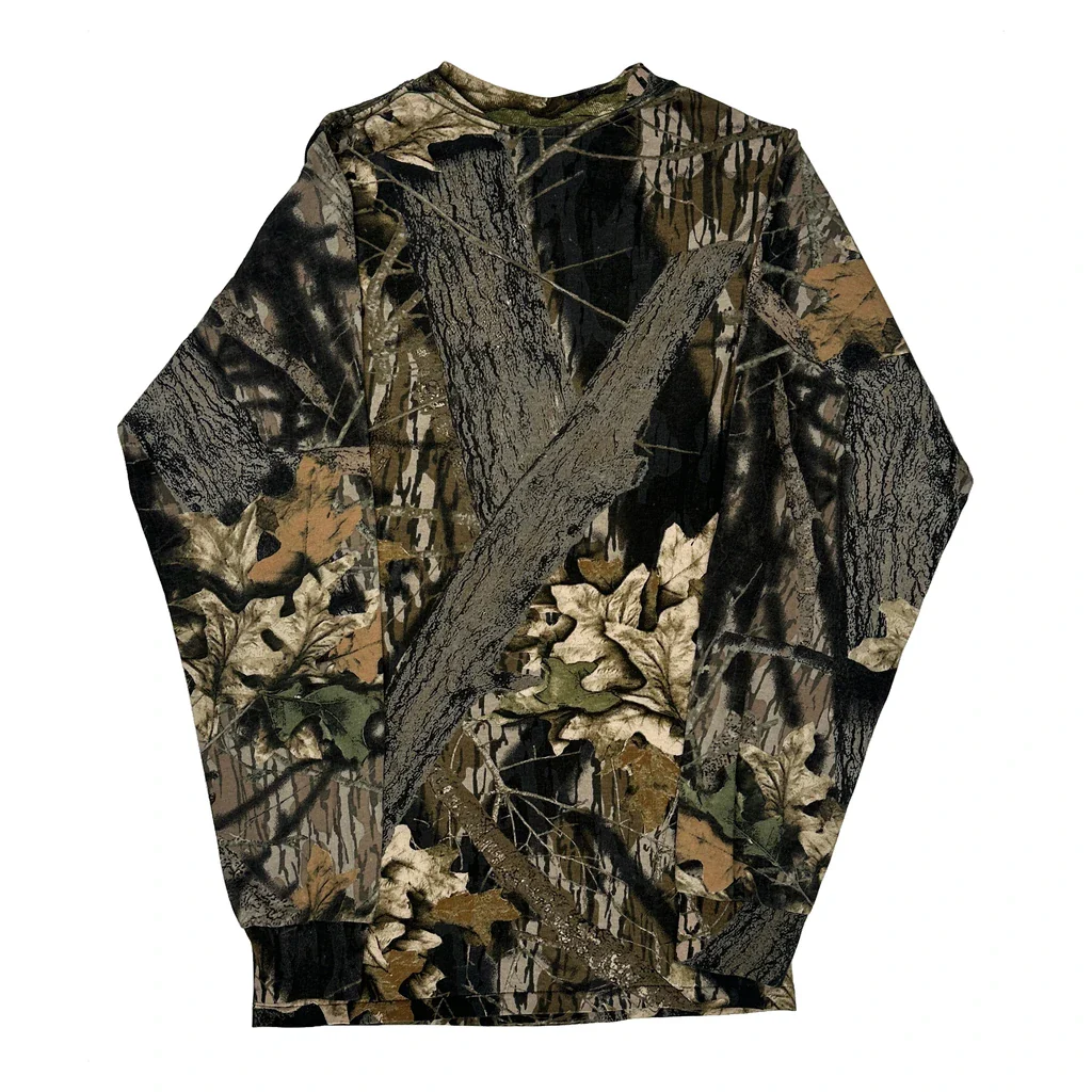 Made In USA Mossy Oak Camo Long Sleeve T-Shirt - Small Camo Cotton - Image 2