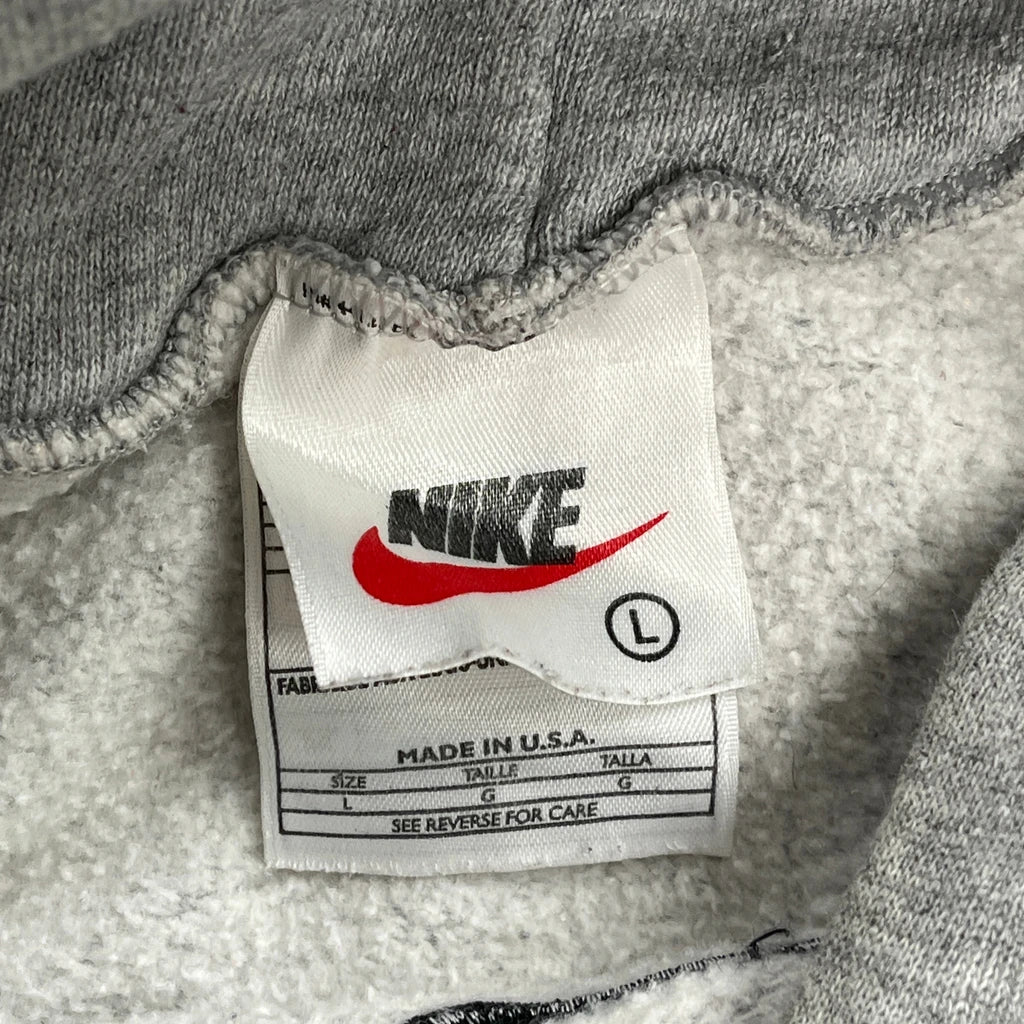 Made In USA Nike Center Swoosh Hoodie - Large Grey Cotton - Image 3