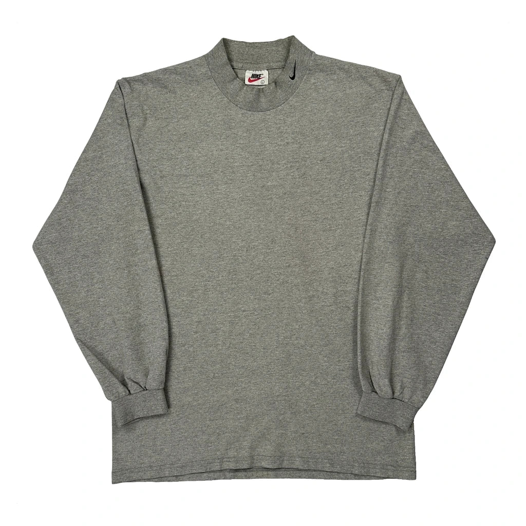 Made In USA Nike Long Sleeve T-Shirt - Large Grey Cotton