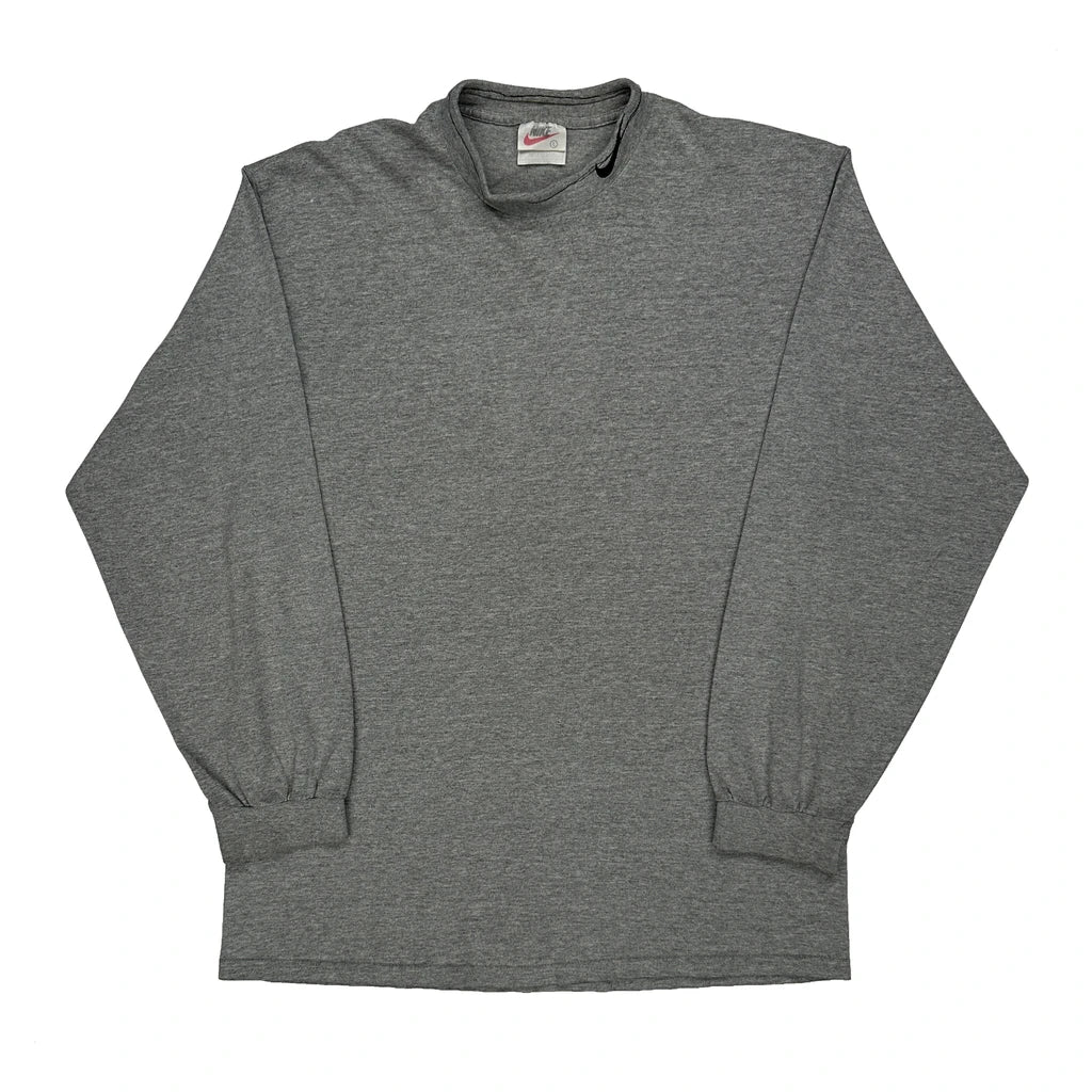Made In USA Nike Long Sleeve T-Shirt - Large Grey Cotton