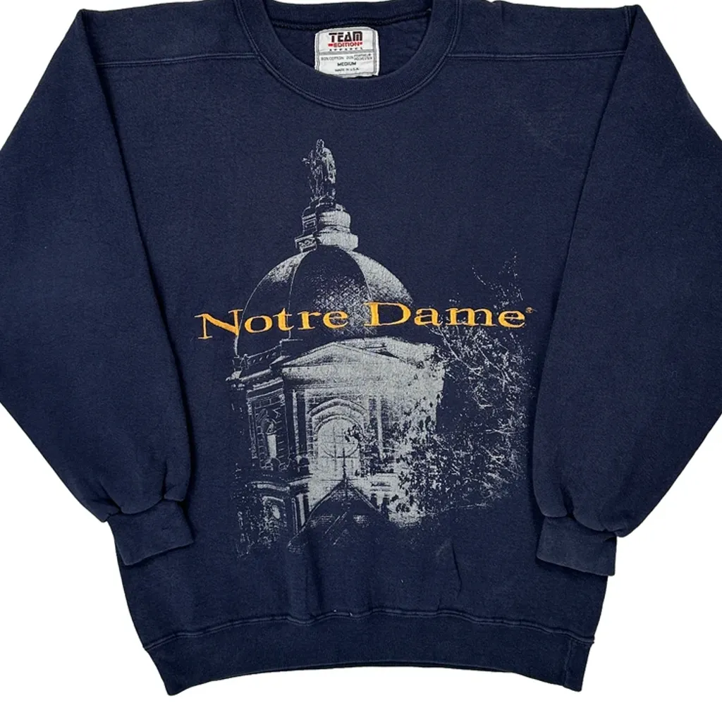 Made In USA Notre Dame Team Edition College Sweatshirt - Medium Navy Cotton Blend - Image 5