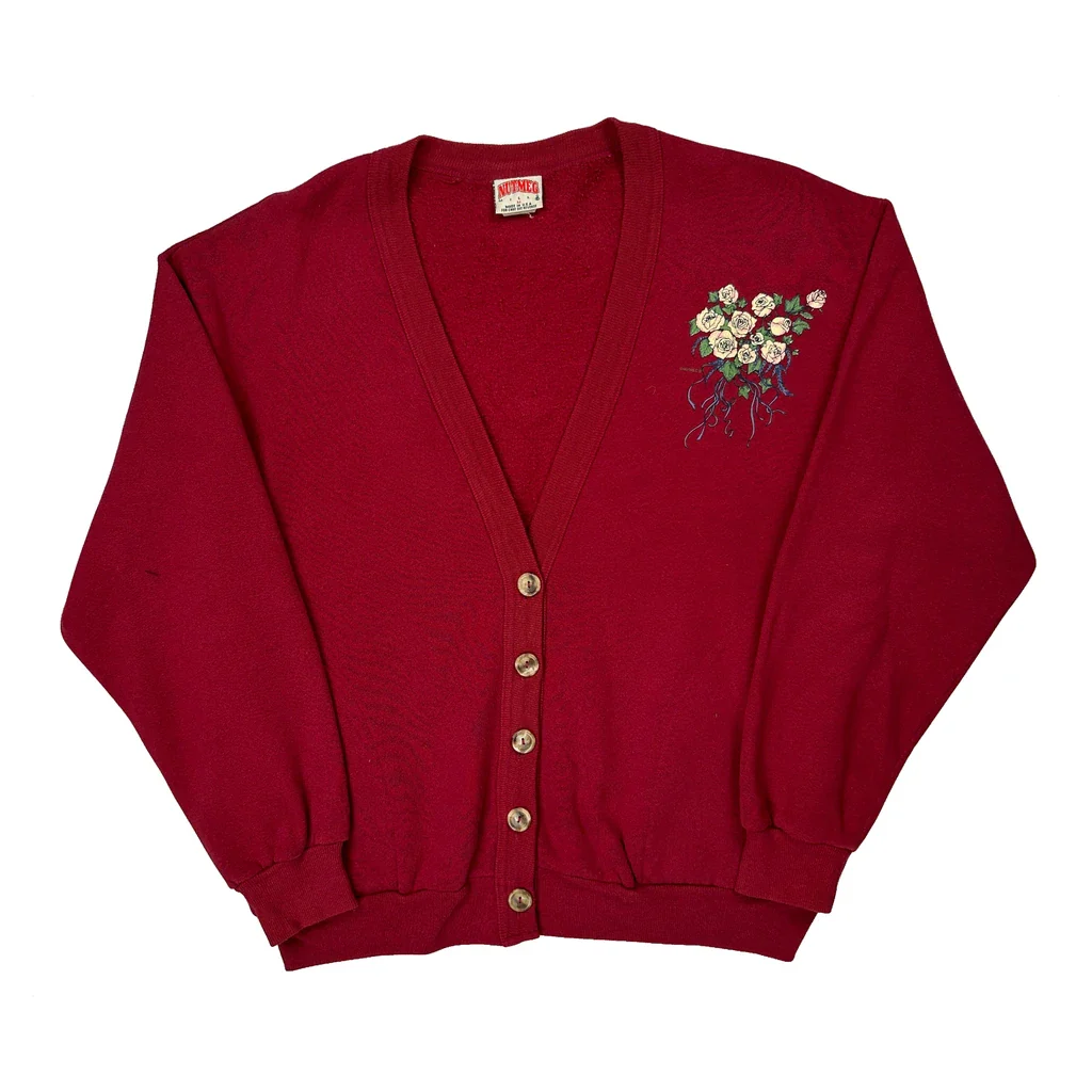 Made In USA Nutmeg Cardigan - Medium Red Cotton