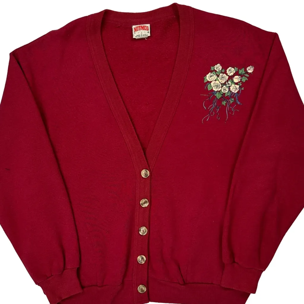 Made In USA Nutmeg Cardigan - Medium Red Cotton - Image 5
