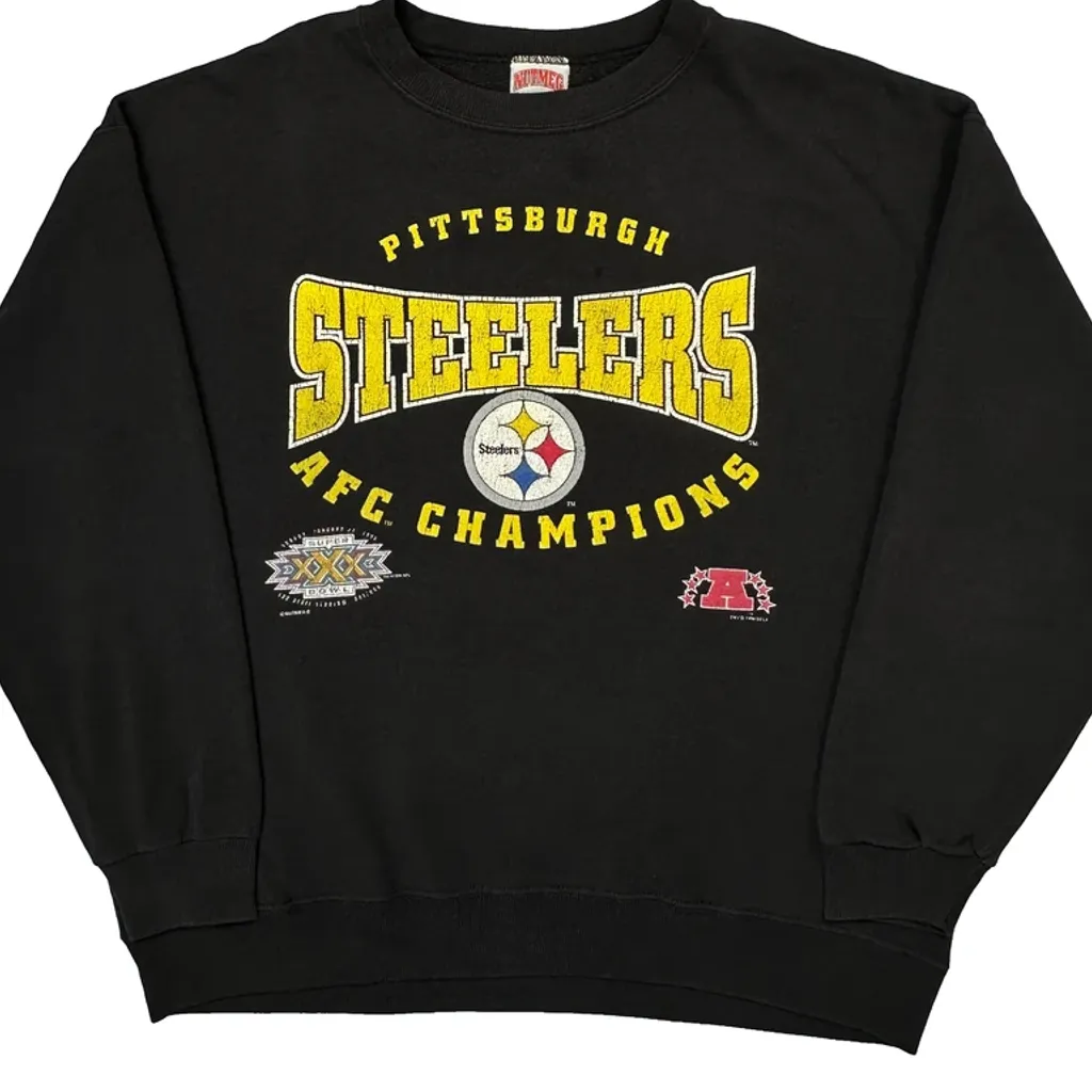 Made In USA Nutmeg Pittsburgh Steelers Sweatshirt - Large Black Cotton - Image 5