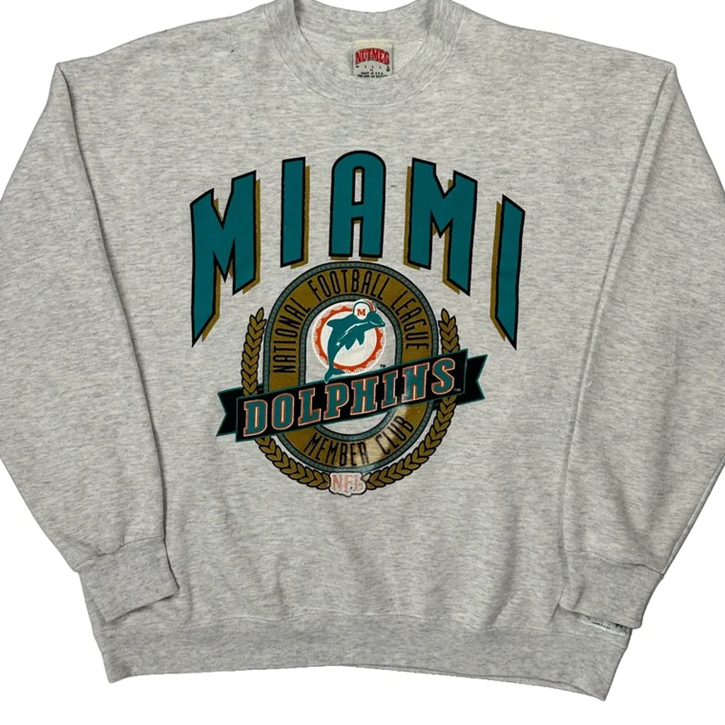 Made In USA Nutmeg Miami Dolphins Sweatshirt - XL Grey Cotton - Image 4