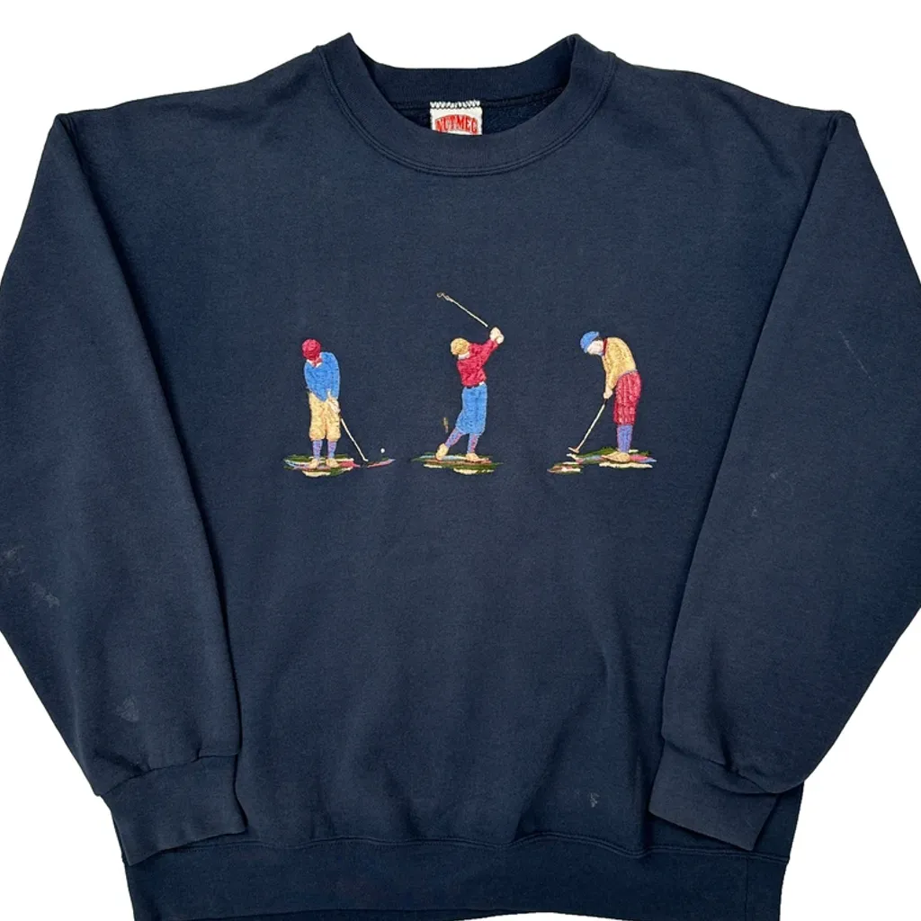 Made In USA Nutmeg Graphic Sweatshirt - Large Navy Cotton - Image 4