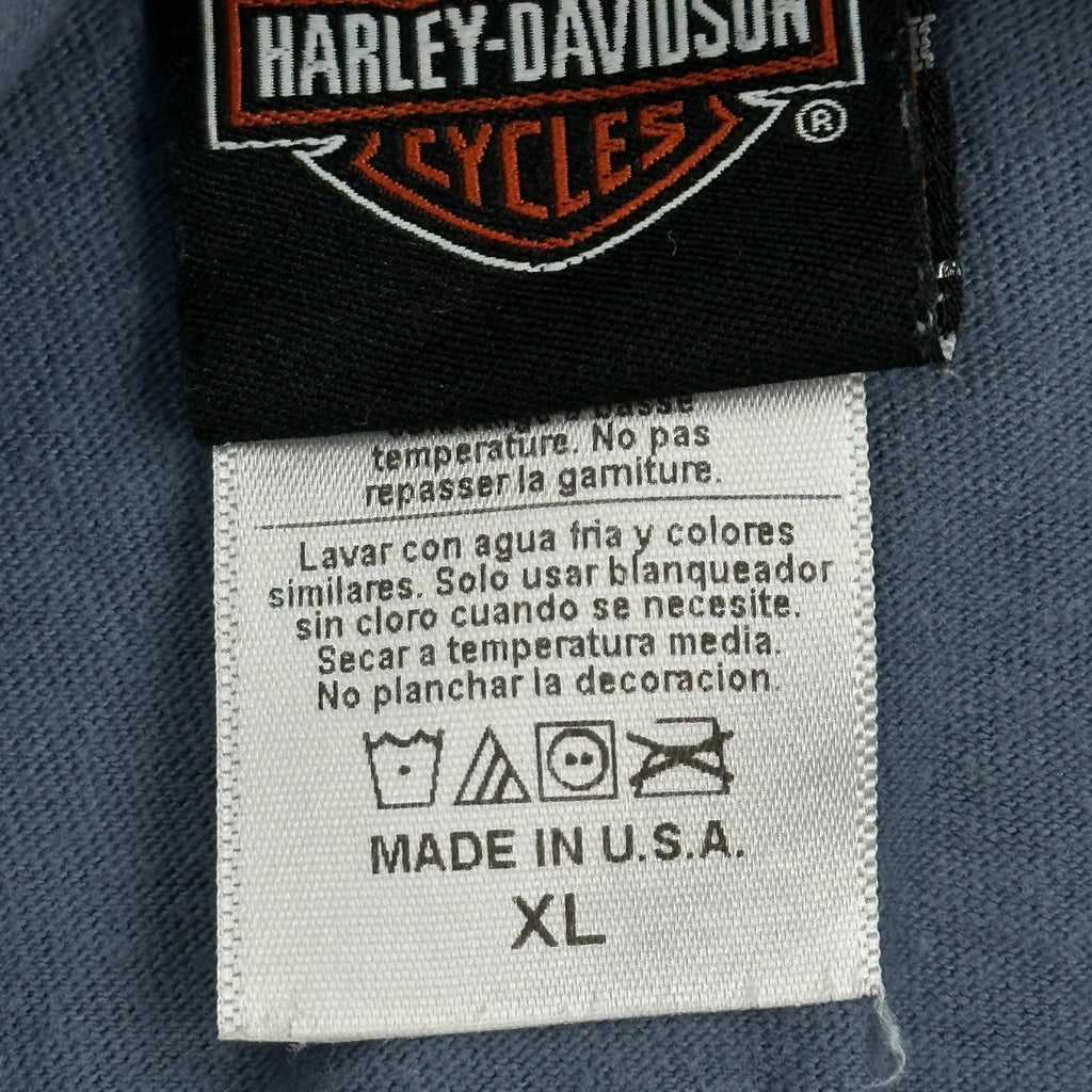Made In USA, Panama City Beach Harley Davidson Graphic T-Shirt - XL Blue Cotton - Image 3