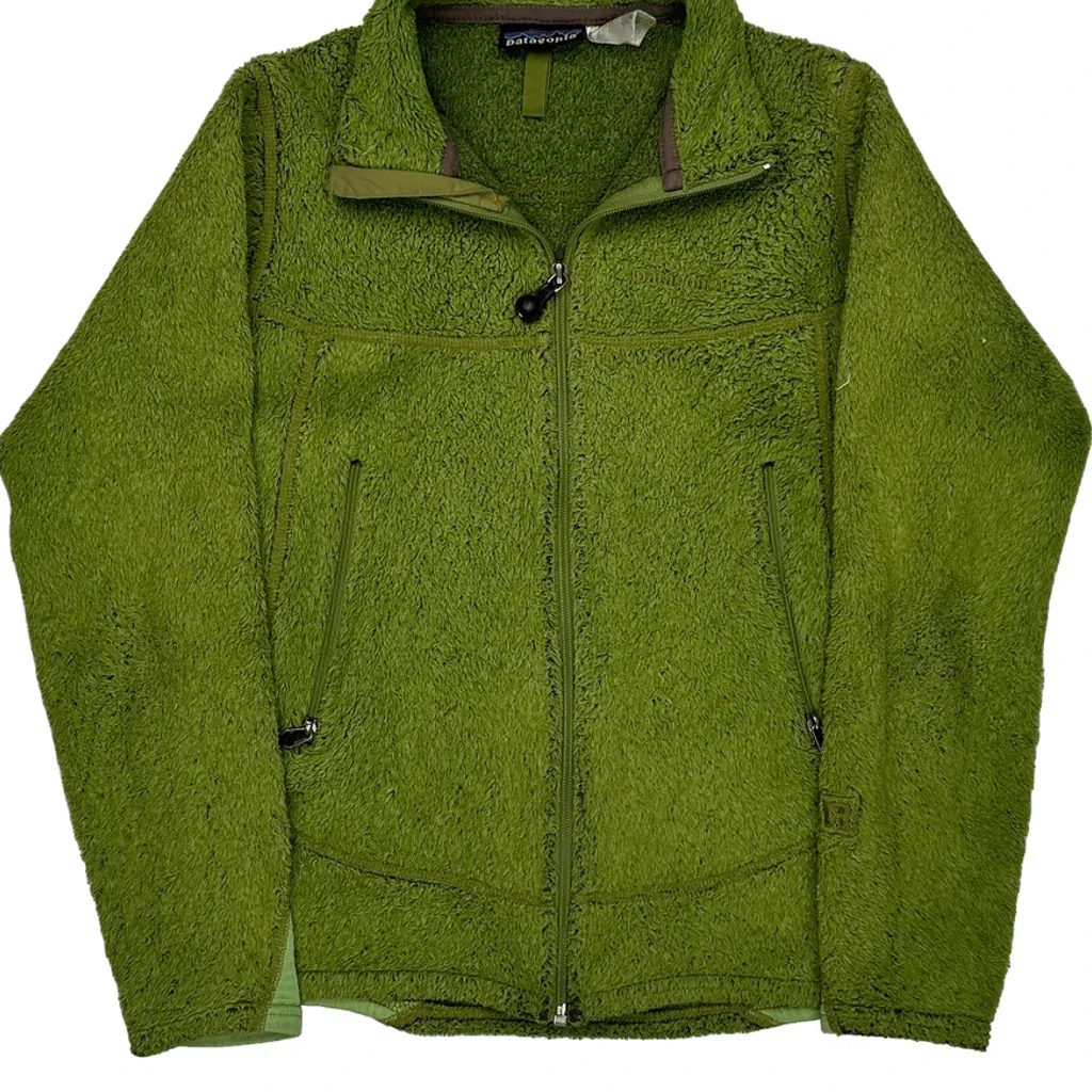 Made In USA Patagonia Fleece Jacket - Medium Green Polyester - Image 5