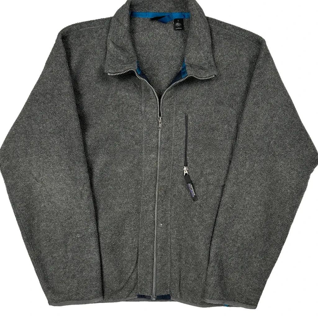 Made In USA Patagonia Fleece Jacket - Large Grey Polyester - Image 5