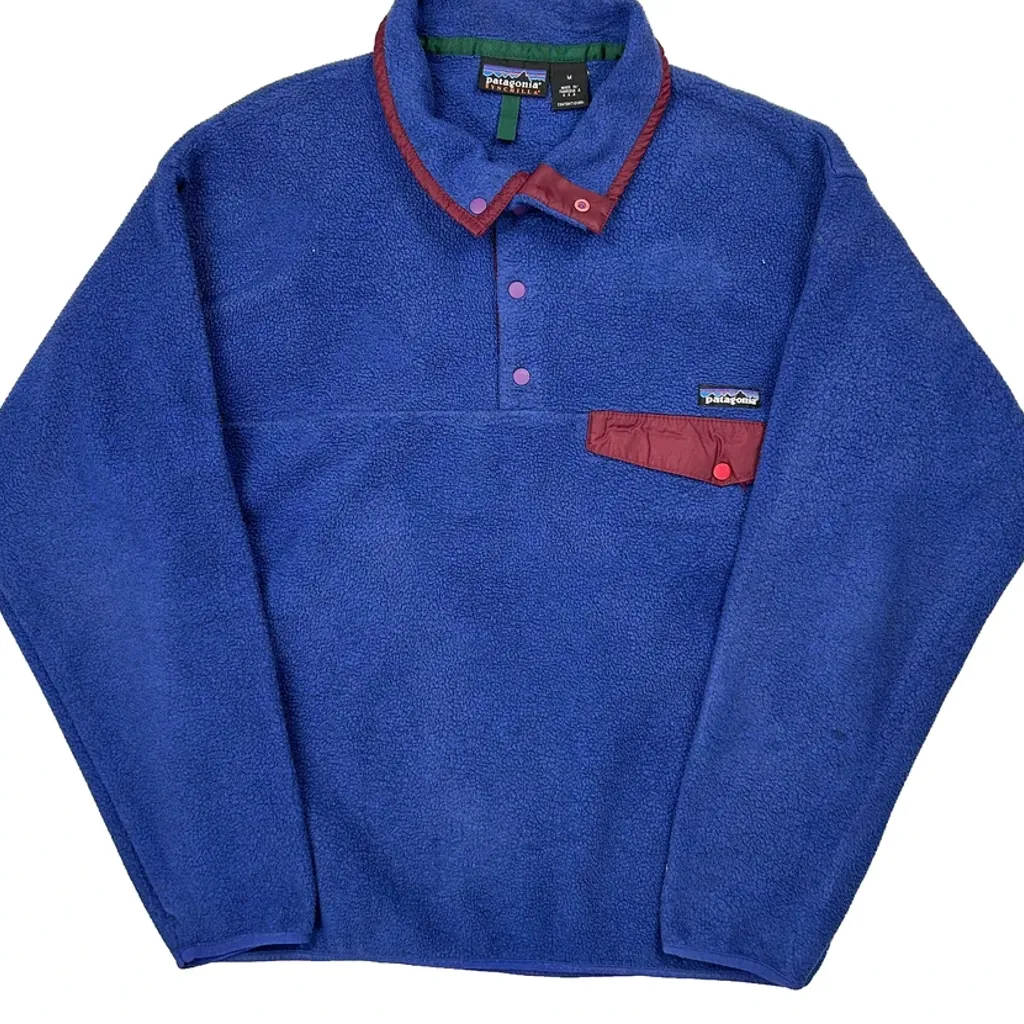 Made In USA Patagonia Synchilla Snap T Fleece - Medium Blue Polyester - Image 4
