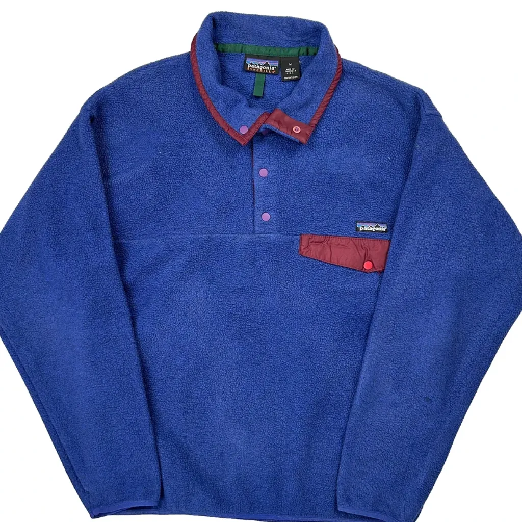 Made In USA Patagonia Synchilla Snap T Fleece - Medium Blue Polyester - Image 5