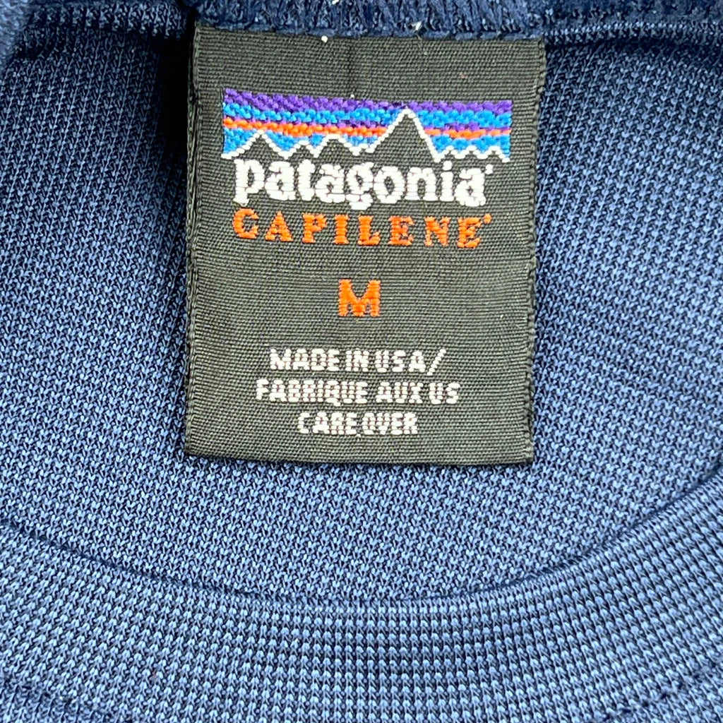 Made In USA Patagonia Capeline Thermal Long Sleeve T-Shirt - Medium Blue Polyester - Image 3