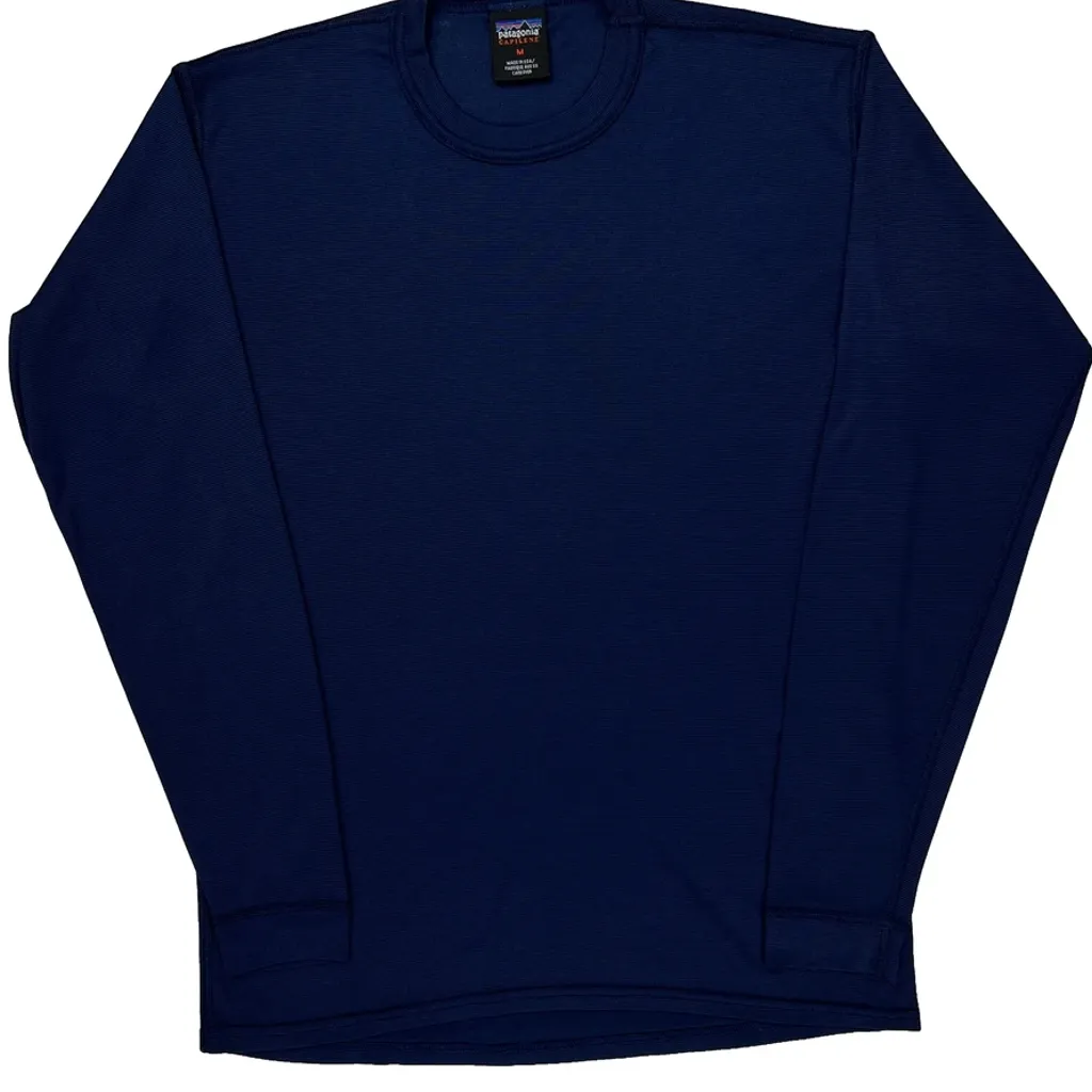 Made In USA Patagonia Capeline Thermal Long Sleeve T-Shirt - Medium Blue Polyester - Image 4